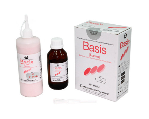 Basis пластмасса базисная, цвет LF Pink (розовый с прожилками), комплект 300 г + 140 мл, YAMAHACHI (Япония)